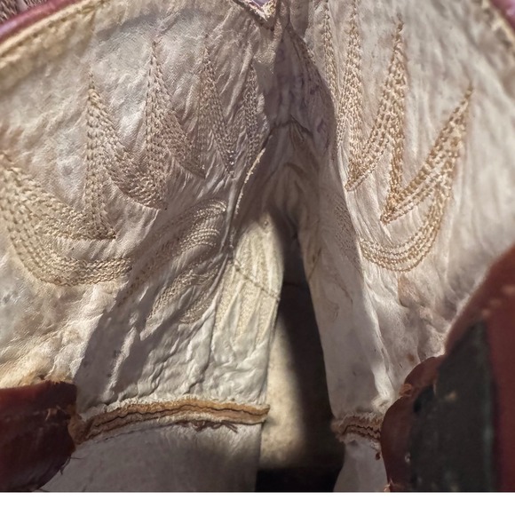 Dan Post Western Vintage Cowboy Boots Leather Red Brown Woman Size 11.5 EW 80's - Picture 11 of 16